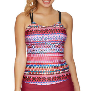 Next by Athena Women Body Renewal Third Eye 2 Tankini Top Cranberry Size 30 B/C